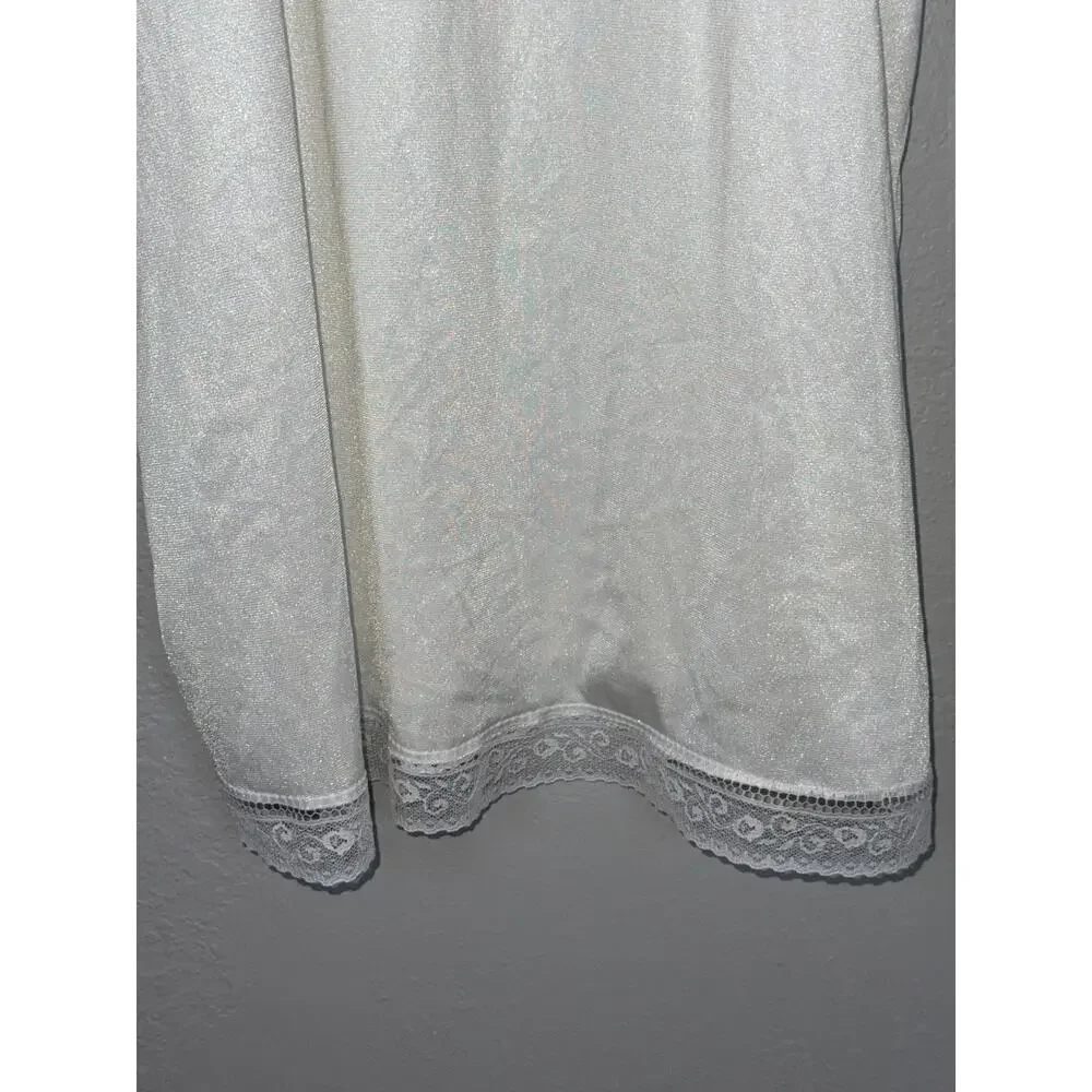 Vintage Sears Lace Trim White Slip Lingerie Sz 34 Nylon White Lace Bride Bridal - Picture 4 of 8